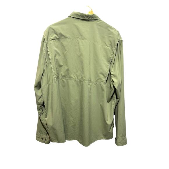 LL Bean Mens Outdoor Button Shirt XXL Green Nylon Utility Hiking Fishing Travel - Picture 3 of 11